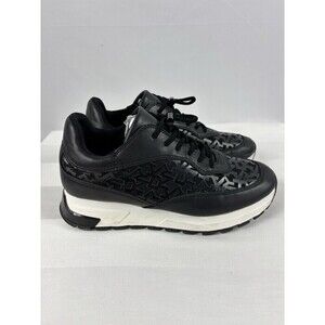 DKNY Monogrammed Sneakers Black 9 Embossed Logo Print Chunky Streetwear